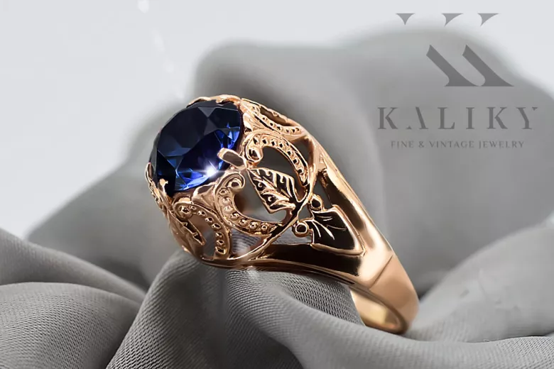 Ring Sapphire Original Vintage 14K Rose Gold Vintage Jewlery vrc080r